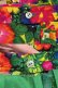 画像14: 70年代グリーン×ピンク×カラフル花柄フリルデザインロングスカート
