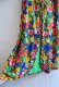 画像8: 70年代グリーン×ピンク×カラフル花柄フリルデザインロングスカート