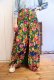 画像3: 70年代グリーン×ピンク×カラフル花柄フリルデザインロングスカート