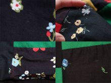 他の写真2: ブラック×レッド×イエロー花柄パッチワークウエストリボン付きロングスカート