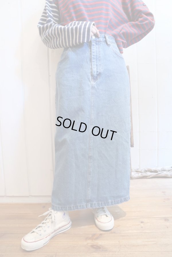 画像1: ”Ralph Lauren”インディゴブルー無地ポケット付きデニムスカート