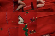 他の写真2: レッドレッド×カラフル人＆風景刺繍前開きポケット付き長袖フェルトメキシカンジャケット