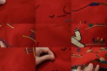 他の写真3: レッドレッド×カラフル人＆風景刺繍前開きポケット付き長袖フェルトメキシカンジャケット