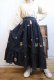 画像4: 50〜60年代ブラック×イエロー×ブラウン花＆リーフ柄フリルデザインスカート