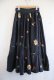 画像11: 50〜60年代ブラック×イエロー×ブラウン花＆リーフ柄フリルデザインスカート