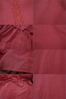 他の写真2: ピンク花刺繍ポケット＆袖口リボン付きラウンドネック七分袖ドレス