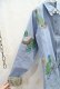 画像12: ライトブルー×グリーン×ホワイト亀ハンドペイント花柄レース＆胸ポケット付き長袖シャンブレーシャツ