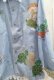 画像15: ライトブルー×グリーン×ホワイト亀ハンドペイント花柄レース＆胸ポケット付き長袖シャンブレーシャツ
