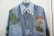 画像11: ライトブルー×グリーン×ホワイト亀ハンドペイント花柄レース＆胸ポケット付き長袖シャンブレーシャツ