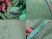 他の写真1: 70年代グリーン×ブルー×レッド刺繍ストライプリボンフリンジ＆ポケット付き半袖ロングドレス 