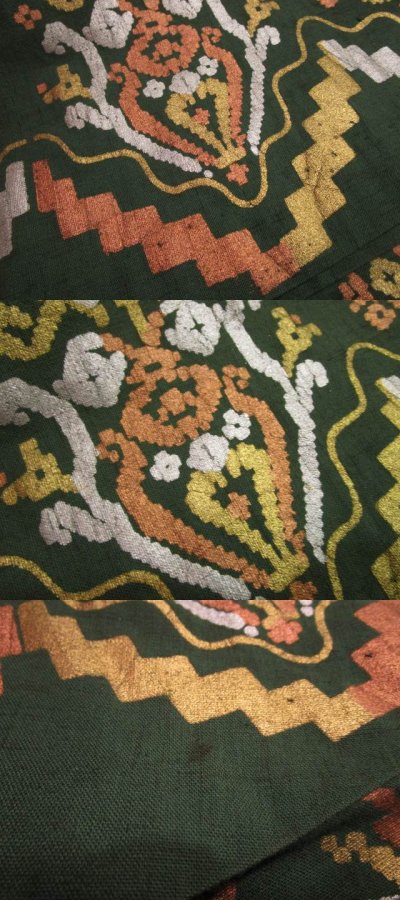 画像2: 50〜60年代グリーン×ゴールドモチーフ柄サーキュラーペイントメキシコスカート