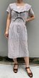 画像1: 50〜60年代グレー×ホワイト格子柄リボン付きビックカラー半袖ドレス (1)