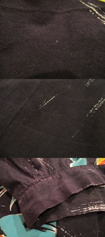 画像1: 50〜60年代ブラック×オレンジ×グリーン花ペイントメキシカンサーキュラースカート