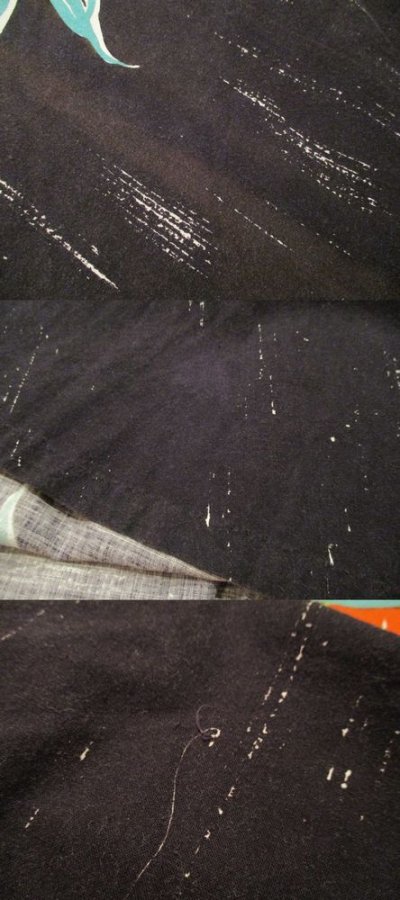 画像2: 50〜60年代ブラック×オレンジ×グリーン花ペイントメキシカンサーキュラースカート