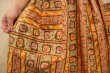 画像11: 50〜60年代オレンジ×ブラウン花＆楕円ペイントポケット・ベルト付きスクエア半袖ドレス (11)