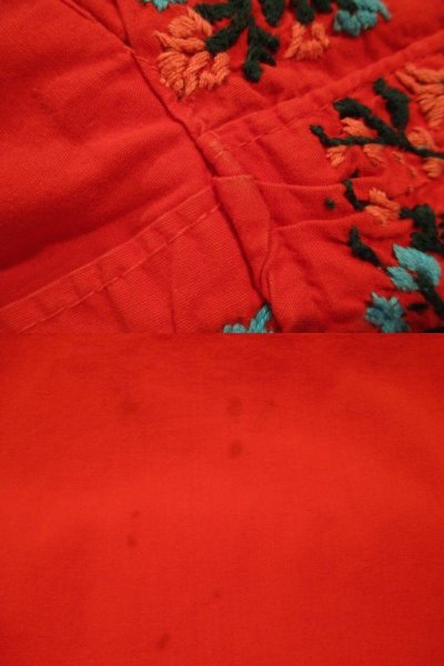 画像3: レッド×ピンク×サックスサンアントニーノ刺繍半袖メキシカンドレス