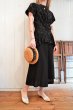 画像3: 50〜60年代ブラック無地ラメ付きペプラムクルーネック半袖ドレス (3)