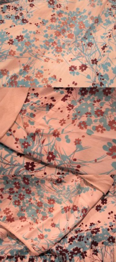 画像3: 50〜60年代ホワイト×ライトブルー花柄パイピングポケット付きフレンチスリーブ半袖ドレス