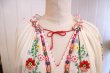 画像12: 30〜40年代ホワイト×カラフルハンガリー刺繍シャーリング半袖シースルーチュニック (12)