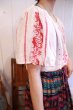 画像7: 60〜70年代ホワイト×レッドルーマニア刺繍ギャザーネック半袖シースルーチュニック (7)