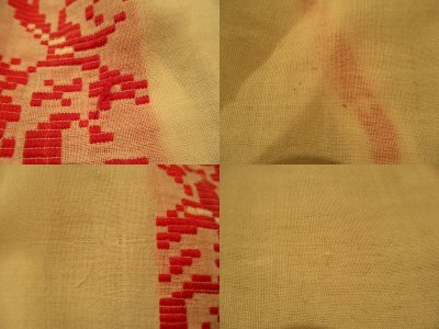 画像2: 60〜70年代ホワイト×レッドルーマニア刺繍ギャザーネック半袖シースルーチュニック