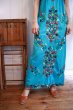 画像3: ターコイズブルー×カラフル花刺繍メキシカン半袖ロングドレス (3)