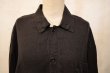 画像9: ”FLAX”ブラック無地胸ポケット襟付き半袖リネンシャツ (9)