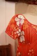 画像11: 60〜70年代オレンジ×ホワイトハワイアンプリントパフスリーブ半袖ロングドレス (11)