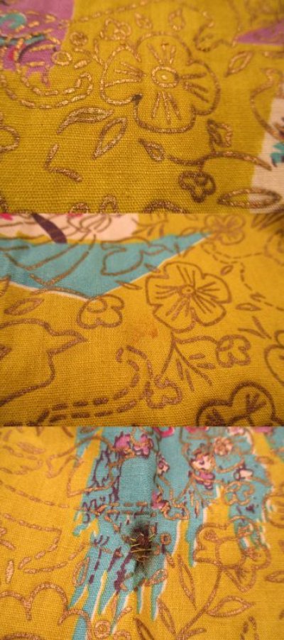 画像3: 50〜60年代ライトグリーン×ゴールド×カラフルお花&動物柄フレアスカート