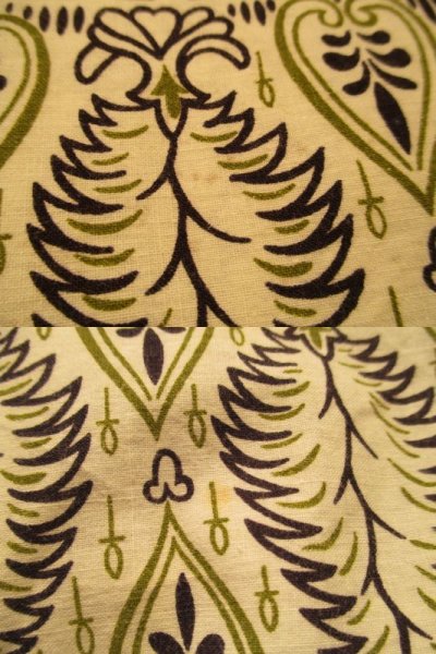 画像2: 50〜60年代ホワイト×ライトグリーン×ブラックインデアン&壺柄フレアスカート