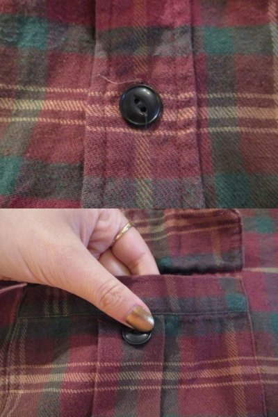 画像2: ”Ralph Lauren”レッド×グリーン×ベージュチェック胸ポケット付きボタンダウン長袖シャツ
