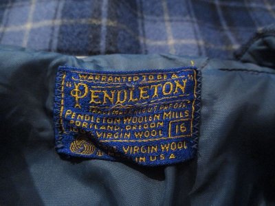 画像1: ”PENDLETON”ブルー×クリームチェック胸ポケット付き長袖ウールシャツ