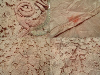 画像3: 50〜60年代ベージュピンク総レーススパンコール刺繍フレンチスリーブミドルドレス