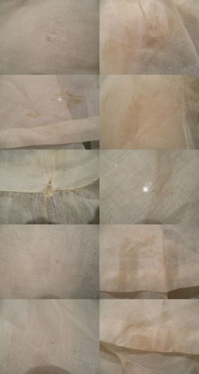 画像3: ”antique”生成りボタニカル刺繍スカラップスクエアネック半袖シースルードレス