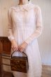 画像6: ”antique”ホワイト花刺繍スカラップレース襟付き長袖シースルードレス (6)