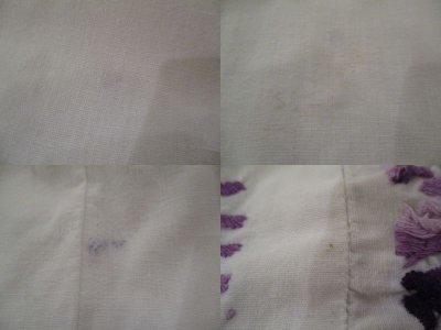 画像2: ホワイト×パープルサンアントニーノ刺繍クルーネック半袖メキシカンドレス