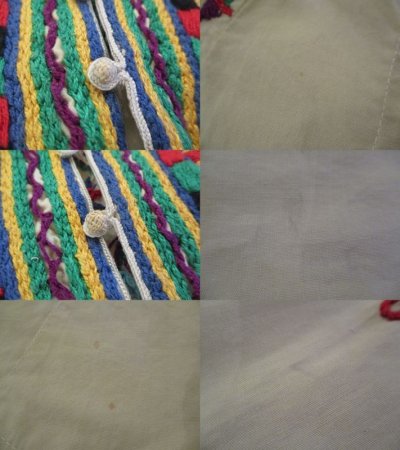 画像1: ホワイトベージュ×カラフルエスニック刺繍ポケット付きクルーネックフレアスリーブ七分袖チュニック