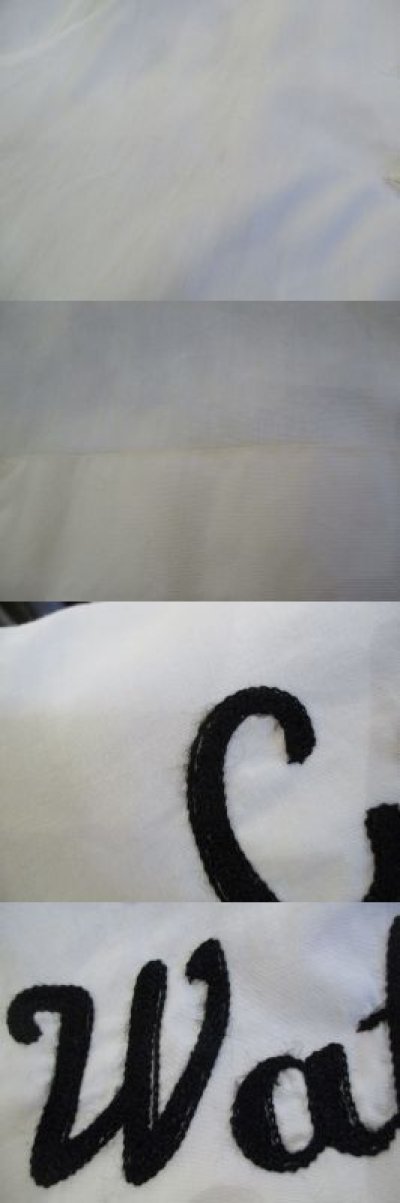 画像3: 50〜60年代”Hilton”ホワイト×ブラックチェーン刺繍ポケット付き開襟半袖ボーリングシャツ
