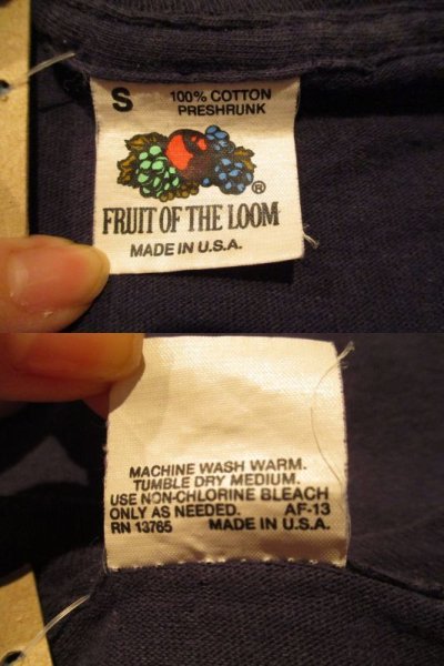 画像1: ”FRUIT OF THE LOOM”グレーブラック胸ポケクルーネック半袖Tシャツ