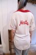 画像4: 50〜60年代ホワイト×レッドチェーン刺繍胸ポケット付き半袖ボーリングシャツ (4)