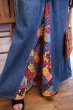 画像6: 60年代"OSHKOSH"インディゴブルー×カラフルパッチワークキルティング切替デニムオーバーオールスカート (6)