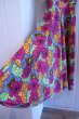 画像11: ピンク×オレンジ×ライムグリーン花柄ハイネック長袖アフリカンバティックドレス (11)