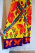 画像11: 70年代パープル×カラフルチューリップ＆バタフライ柄ラウンドネックフレンチスリーブ半袖ドレス (11)