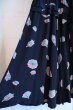 画像10: 40〜50年代ブラック×サックスブルー×ピンク扇＆楽器柄飾りリボン付き半袖ドレス (10)