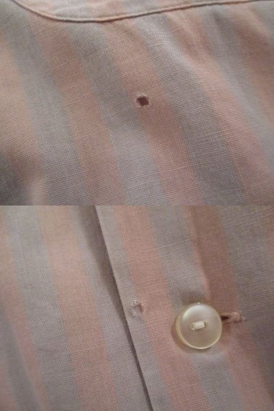 画像2: 60年代ベイビーピンク×ライトグレーストライプ胸ポケット付き開襟半袖シャツ