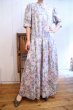 画像1: ▼30％OFF▼　”Laura Ashley”パープル×ピンク×ホワイト花柄ポケット付きクルーネック半袖ドレス (1)