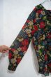 画像6: ブラック×カラフル花柄胸ポケット付き長袖シアーシャツ (6)