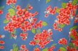 画像12: 70年代スモーキーブルー×ピンク花柄前あきボタンリボン付きレースビッグカラーバルーンスリーブ五分袖ドレス (12)