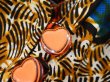 画像18: ブラウン×オレンジ×ブルー花柄ハートボタンホルターネックアフリカンバティックドレス (18)