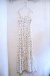 画像11: 70年代ホワイト×ブルー花柄かぎ編みレースキャミソールロングドレス (11)